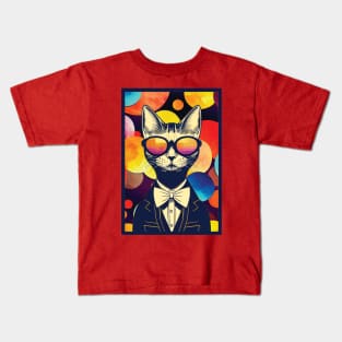 Cat in Glasses and Suit Kids T-Shirt